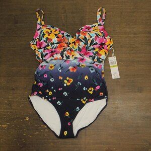 Anne Cole Floral Gradient Surplice One-Piece Swimsuit Gradient Floral Blue 14